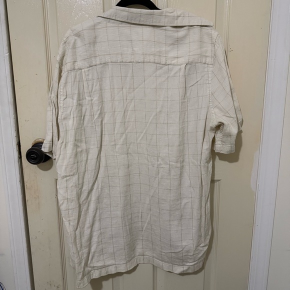 George Other - George Cream Textured Short Sleeve Button-Up Shirt Size XL